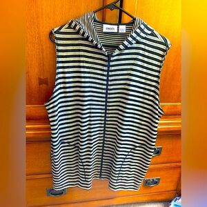 Chico's Travelers Black and Tan Striped Vest